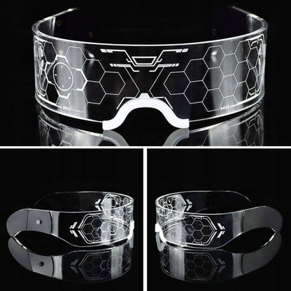 RGB LED akiniai, šviečiantys 7 spalvomis, vakarėliui, "Cyberpunk", neoniniai, festivaliui