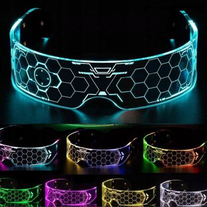 RGB LED akiniai, šviečiantys 7 spalvomis, vakarėliui, "Cyberpunk", neoniniai, festivaliui
