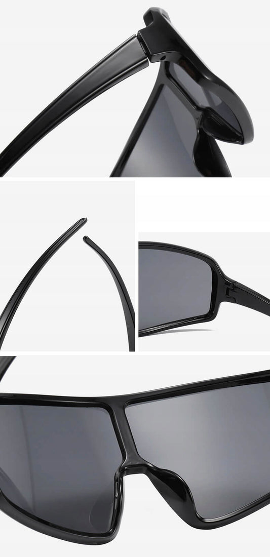 Sportiniai akiniai nuo saulės, lankstūs UV400 filtras, juodi/mėlyni + dėklas