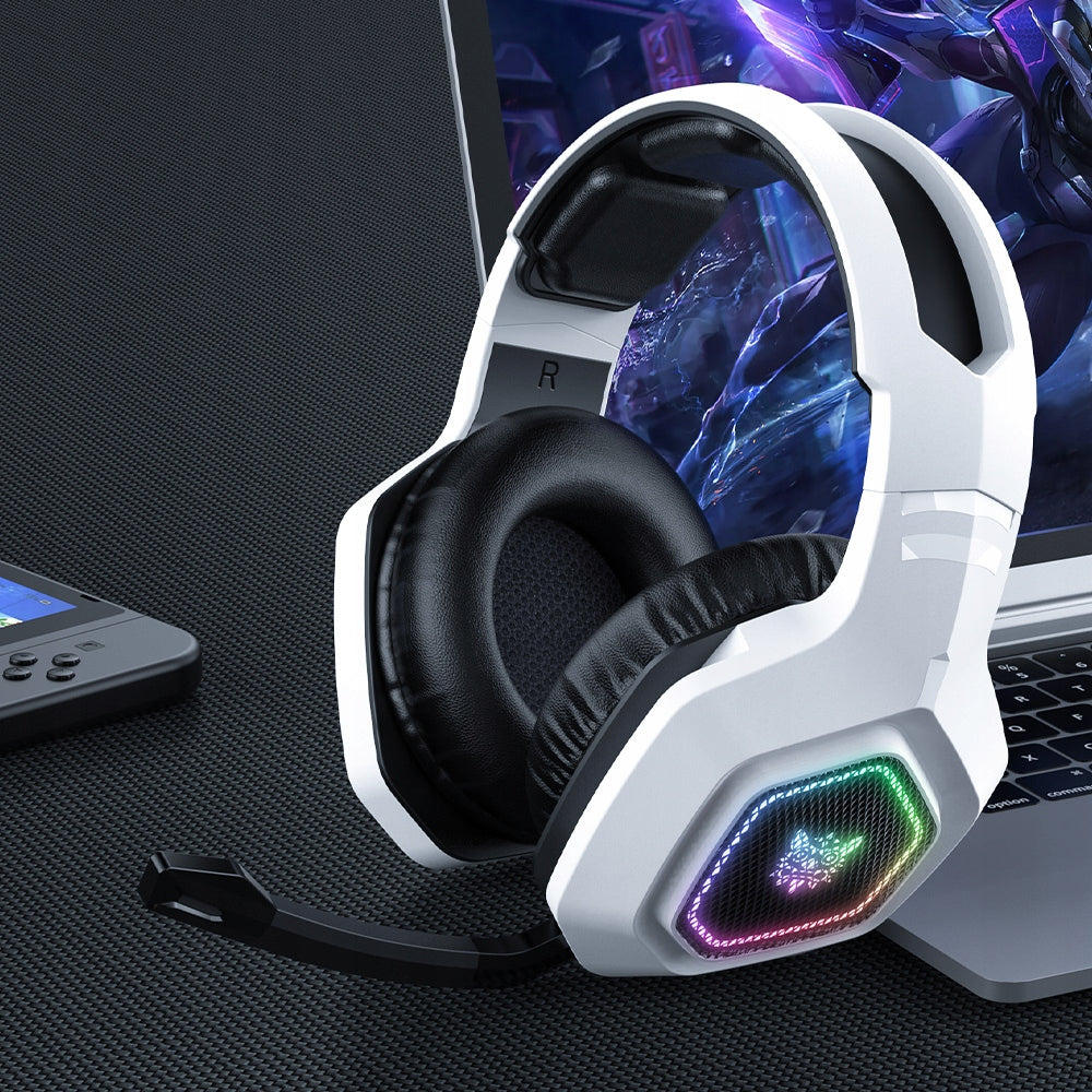 ONIKUMA B100 Belaidės žaidimų ausinės ant ausų BT 5.3 RGB 2.4 GHz