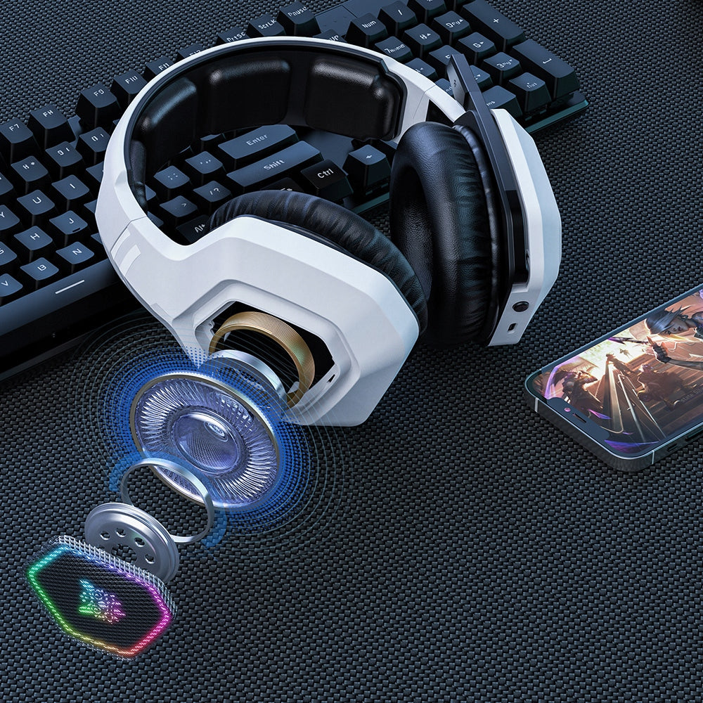 ONIKUMA B100 Belaidės žaidimų ausinės ant ausų BT 5.3 RGB 2.4 GHz