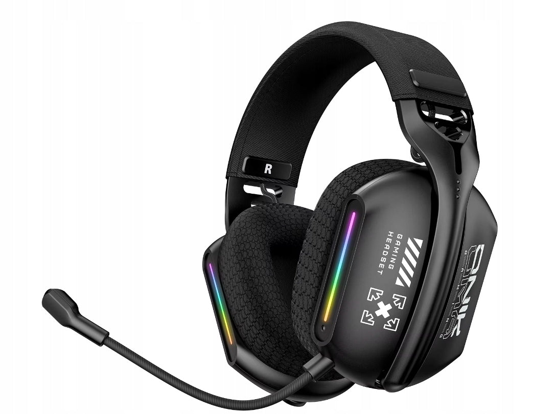 ONIKUMA B100 Belaidės žaidimų ausinės ant ausų BT 5.3 RGB 2.4 GHz