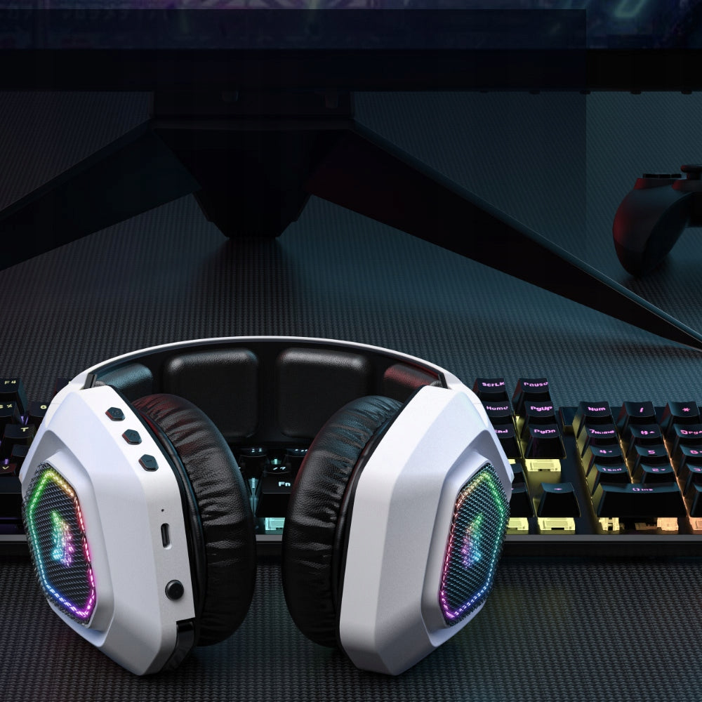 ONIKUMA B100 Belaidės žaidimų ausinės ant ausų BT 5.3 RGB 2.4 GHz