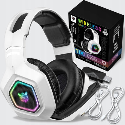 ONIKUMA B100 Belaidės žaidimų ausinės ant ausų BT 5.3 RGB 2.4 GHz