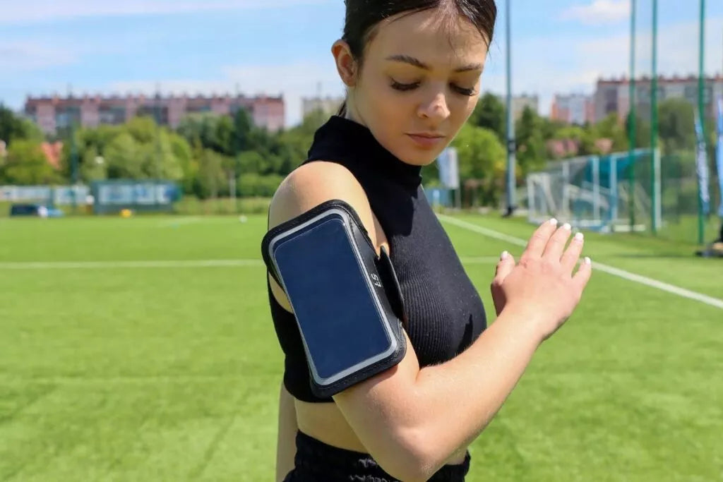 Bėgimo telefono dėklas ant rankos, juodas