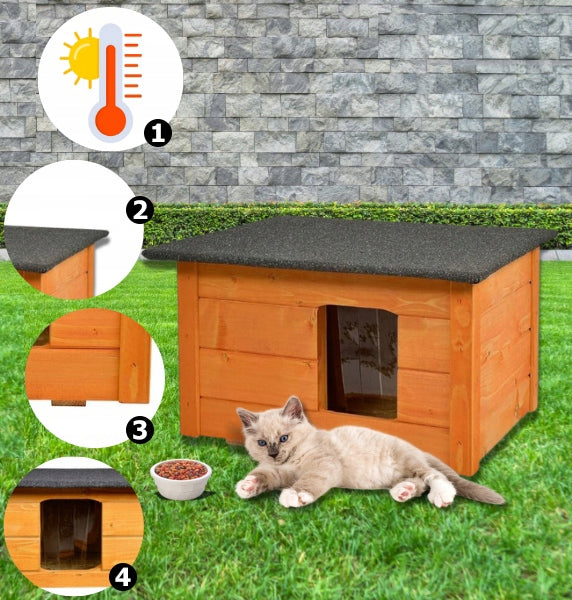 Šildytas būdelė Sulankstyta namelis šuo katė Atidaromas vienšlaitis stogas