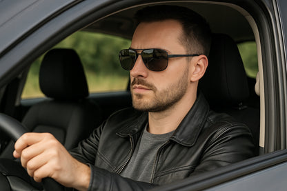 Vyriški poliarizuoti akiniai nuo saulės „Aviator Pilotki“ UV400 su dėklu