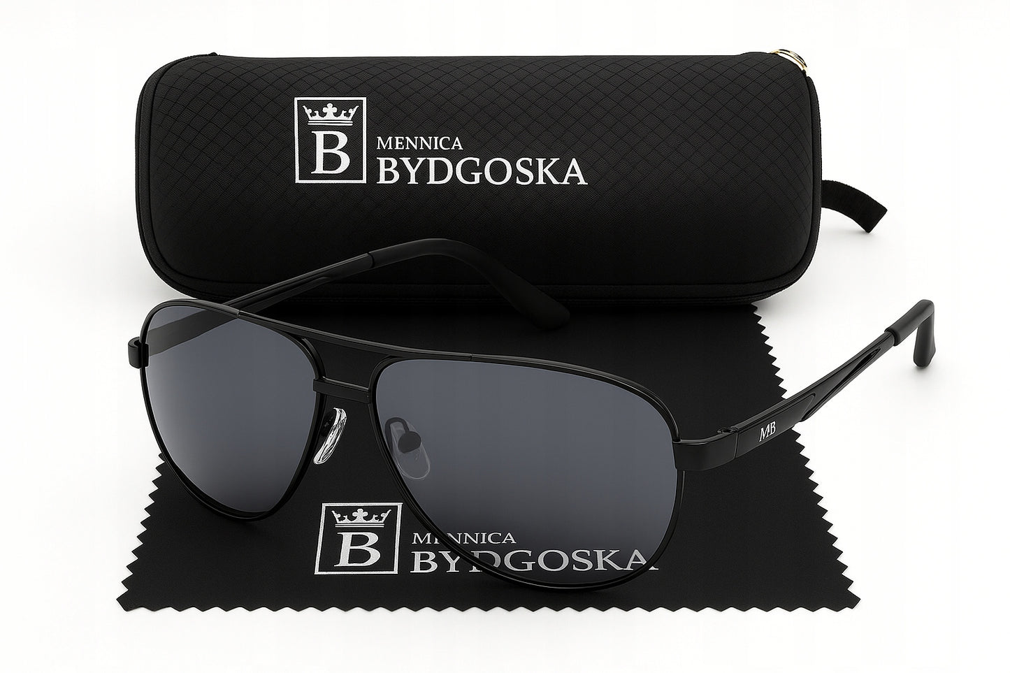 Vyriški poliarizuoti akiniai nuo saulės „Aviator Pilotki“ UV400 su dėklu