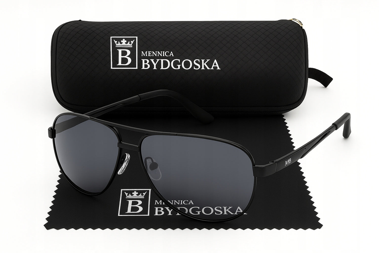 Vyriški poliarizuoti akiniai nuo saulės „Aviator Pilotki“ UV400 su dėklu