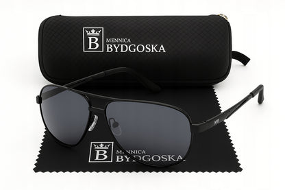 Vyriški poliarizuoti akiniai nuo saulės „Aviator Pilotki“ UV400 su dėklu