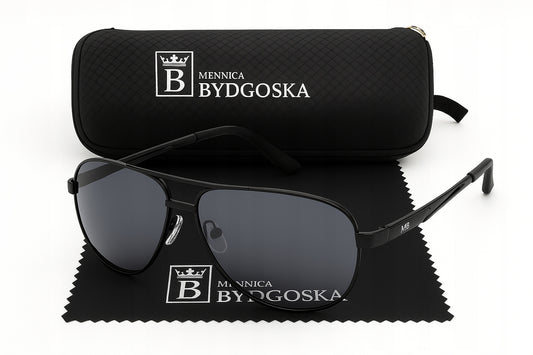 Vyriški poliarizuoti akiniai nuo saulės „Aviator Pilotki“ UV400 su dėklu