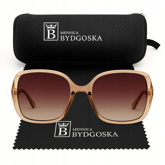 Saulės akiniai moterims poliarizuoti krištolai UV400 filtras dėklas