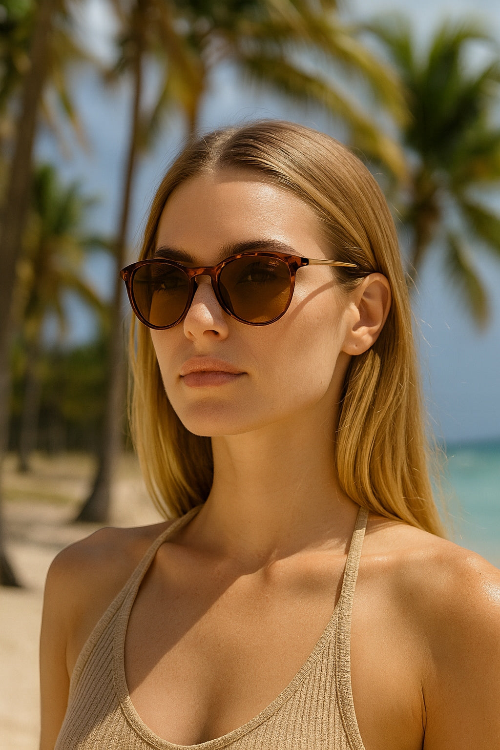 Panterkos, poliarizuoti, elegantiški moteriški akiniai nuo saulės su dėklu