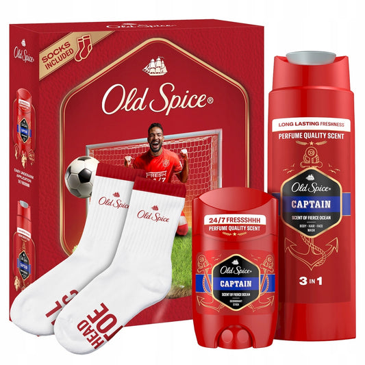 Old Spice Captain Futbolininko Rinkinys - Dezodorantas, Dušo Želė, Kojinės
