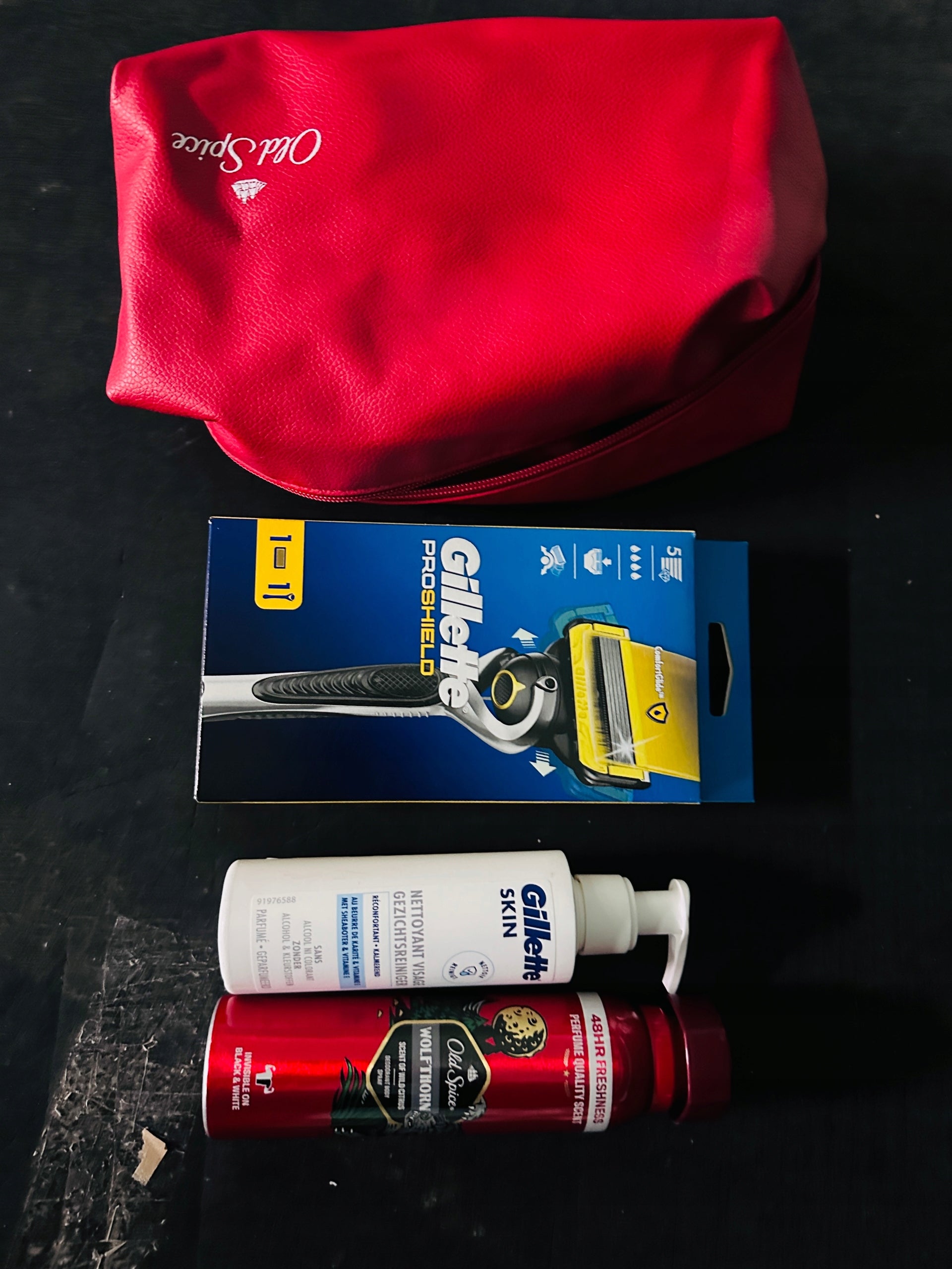 Old Spice Gillette Originalus rinkinys su kosmetine, dovanų rinkinys su dezodorantu ir skustuvu