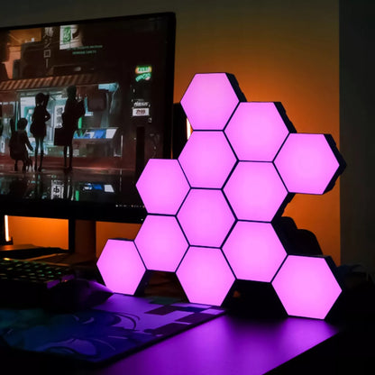 Žaidimų apšvietimas Hexagon Ambience LED RGB dekoracija su programėle ir pulteliu, 12 vnt.