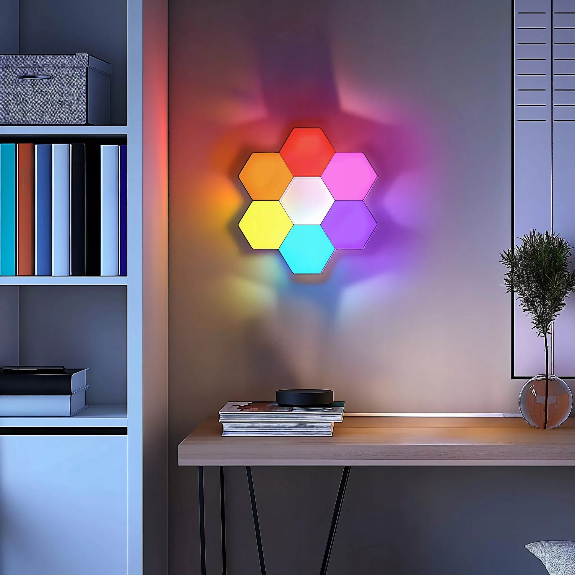 Žaidimų apšvietimas Hexagon Ambience LED RGB dekoracija su programėle ir pulteliu, 12 vnt.