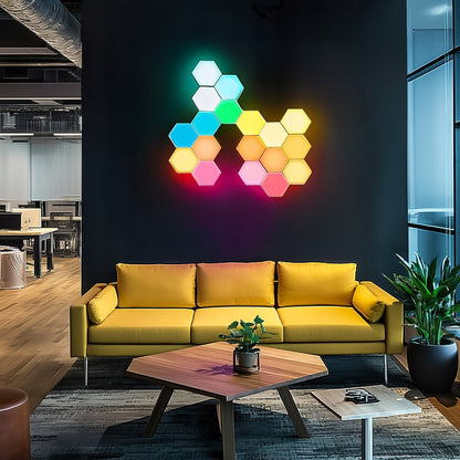 Žaidimų apšvietimas Hexagon Ambience LED RGB dekoracija su programėle ir pulteliu, 12 vnt.