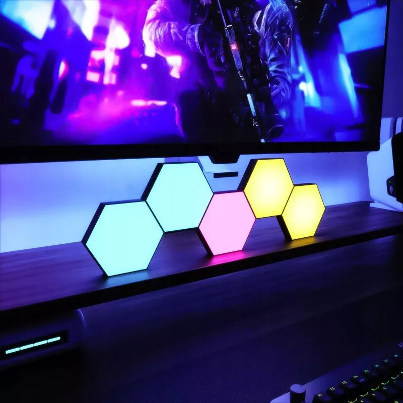 Žaidimų apšvietimas Hexagon Ambience LED RGB dekoracija su programėle ir pulteliu, 12 vnt.