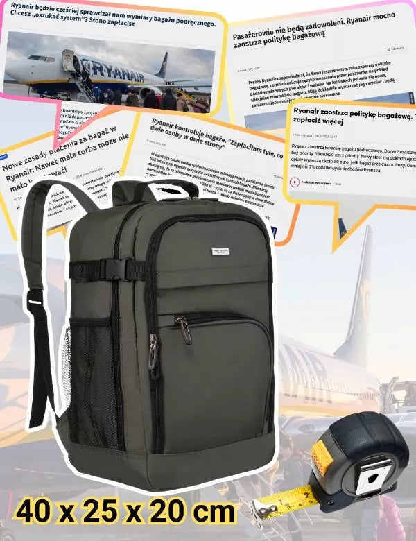 Peterson kelioninis krepšys kuprinė RYANAIR 40x20x25 WIZZAIR rankinis bagažas