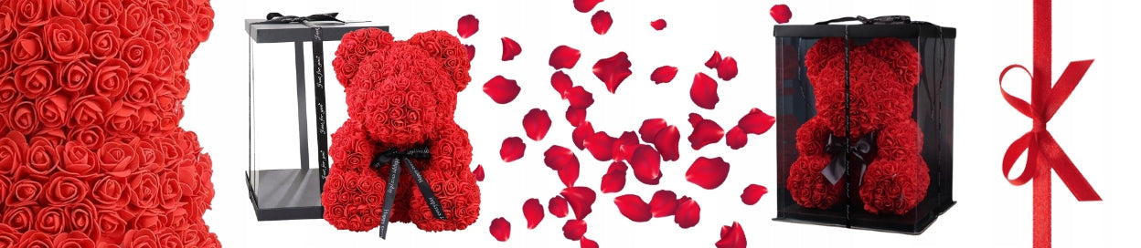 GRAŽI MEŠKUTĖ IŠ XXL ROŽIŲ 40CM DIDELĖ RAUDONA DOVANAI