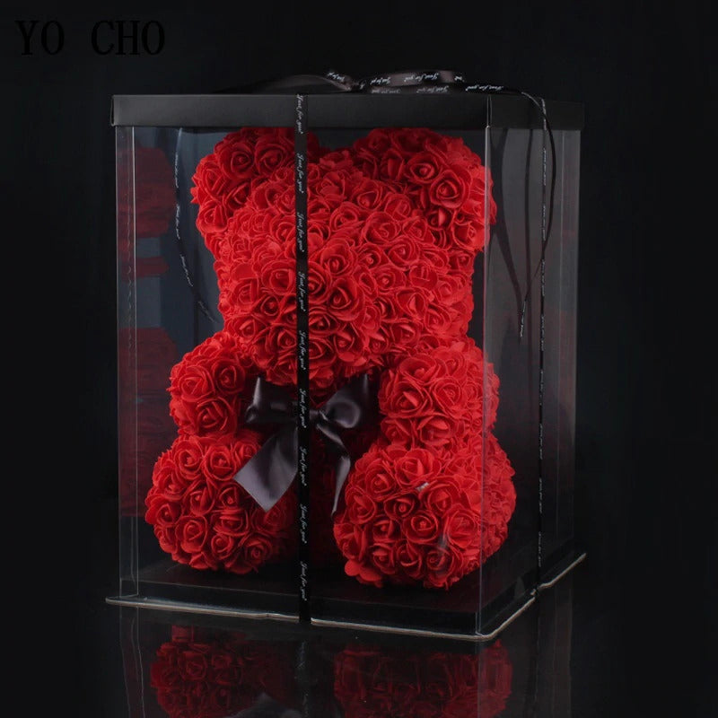 GRAŽI MEŠKUTĖ IŠ XXL ROŽIŲ 40CM DIDELĖ RAUDONA DOVANAI