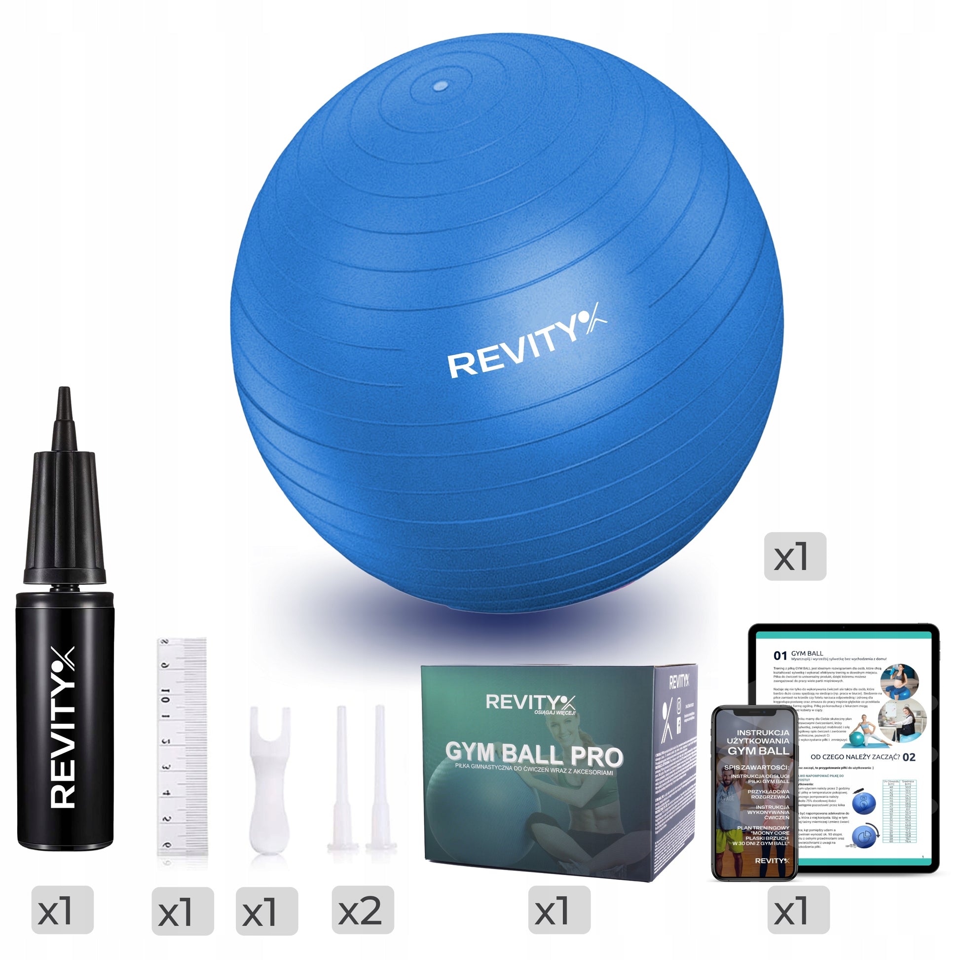 Gimnastikos kamuolys pratimams, treniruotėms, fitnesui, reabilitacijai - Didelis 65 cm