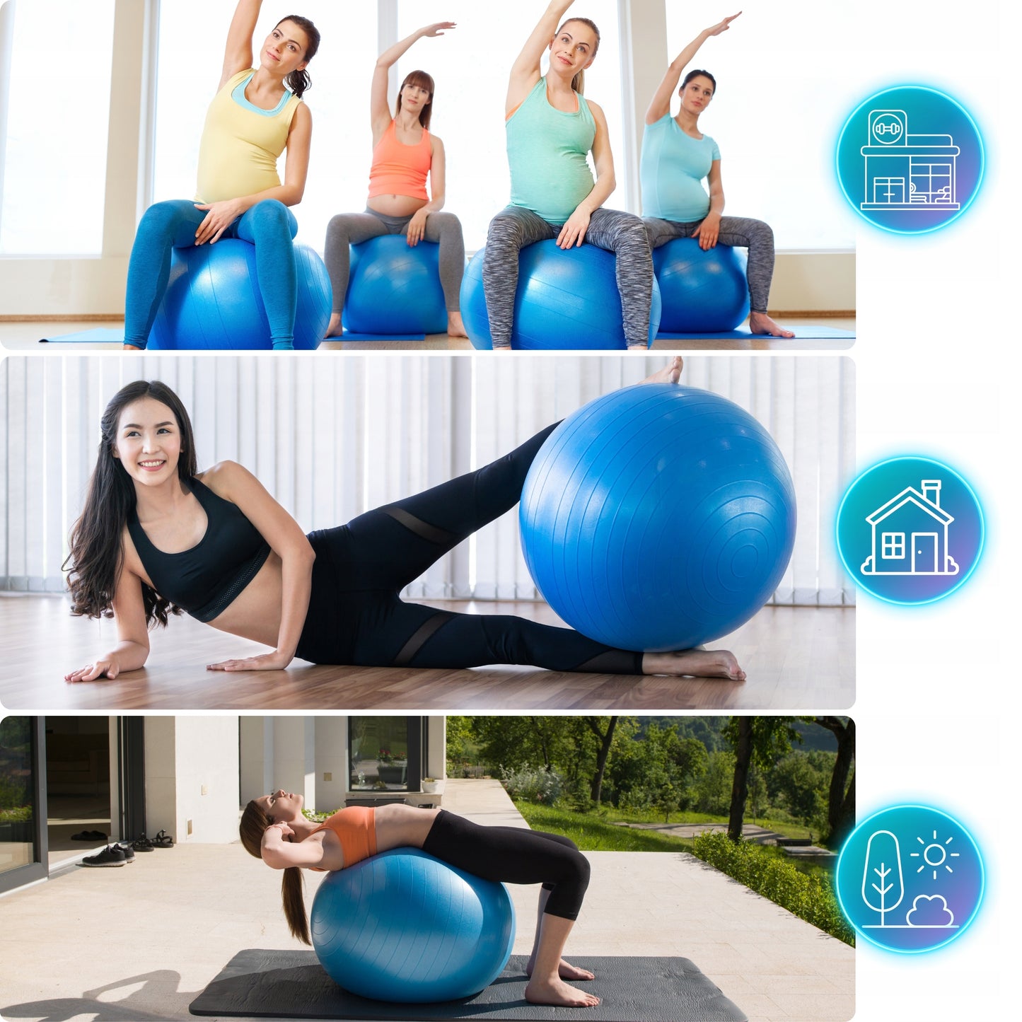 Gimnastikos kamuolys pratimams, treniruotėms, fitnesui, reabilitacijai - Didelis 65 cm