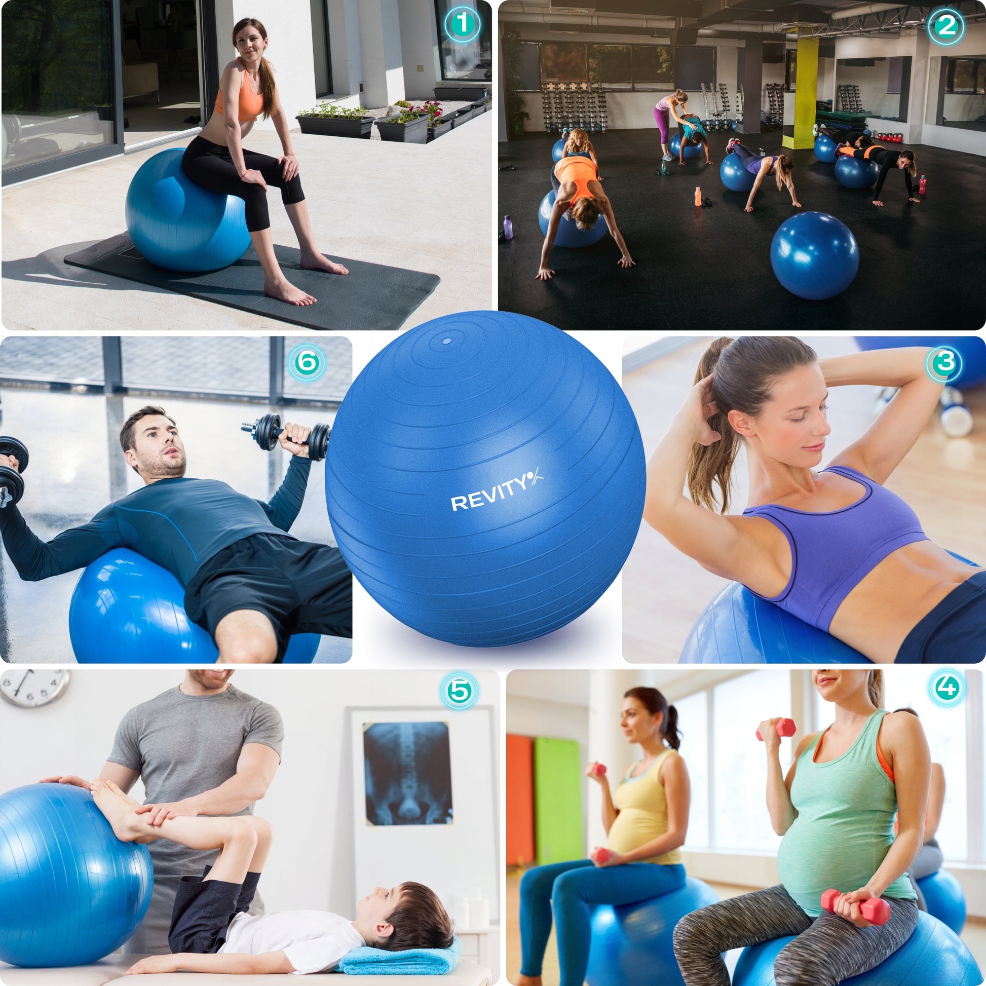 Gimnastikos kamuolys pratimams, treniruotėms, fitnesui, reabilitacijai - Didelis 65 cm