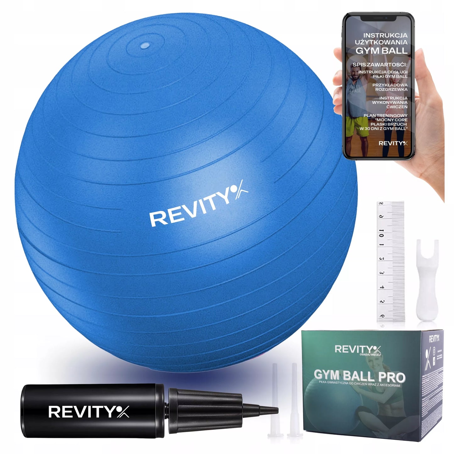 Gimnastikos kamuolys pratimams, treniruotėms, fitnesui, reabilitacijai - Didelis 65 cm