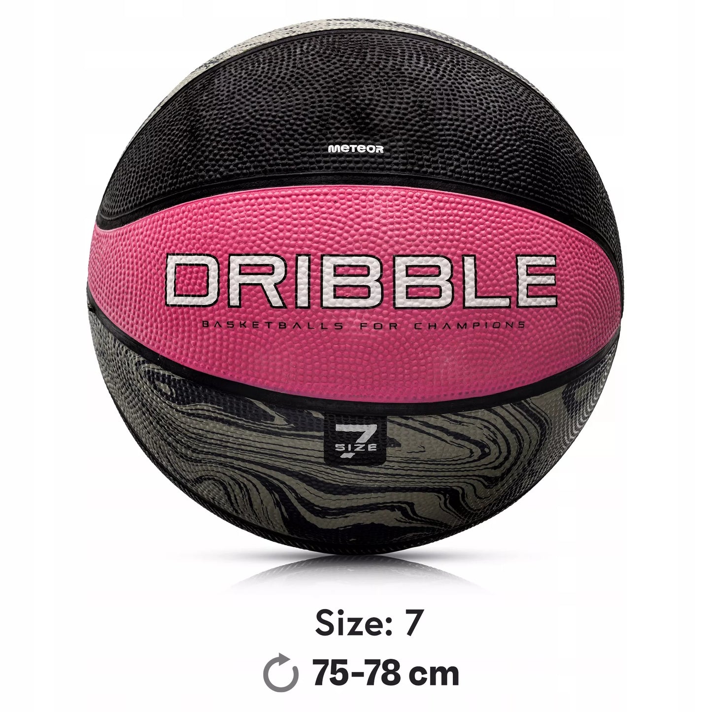 Meteor Dribble #7 vyriškas suaugusiems krepšinio kamuolys, guminis