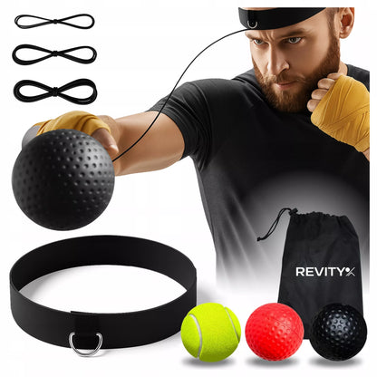 Reflekso kamuoliukas ant galvos bokso treniruočių rinkinys REFLEX BALL 3 vnt.