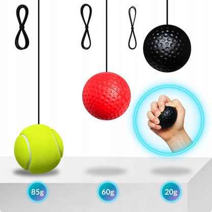 Reflekso kamuoliukas ant galvos bokso treniruočių rinkinys REFLEX BALL 3 vnt.