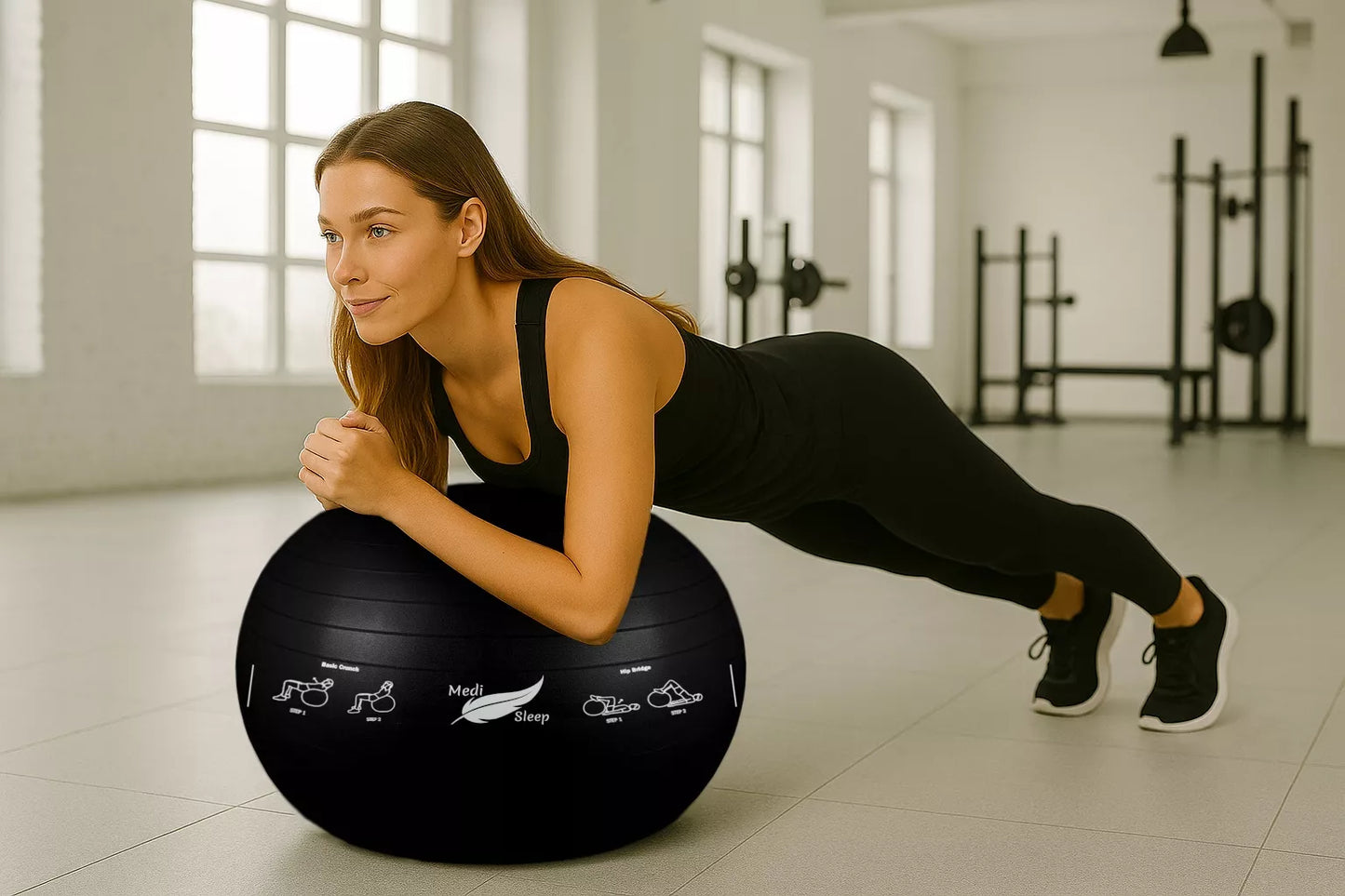 Reabilitacinis gimnastikos kamuolys pratimams, treniruotėms, fitnesui su pompa, 65cm