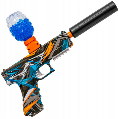 ELEKTRINIS AUTOMATINIS GELIO KULKŲ PISTOLETAS SU DĖŽUTE SAUGUS