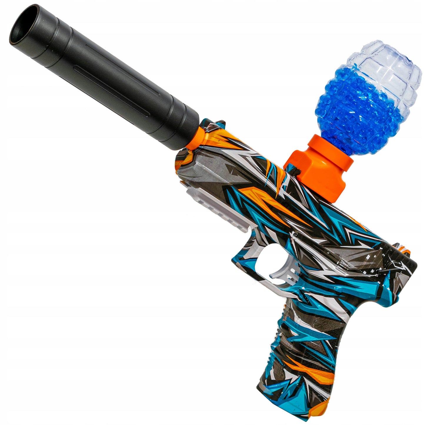 ELEKTRINIS AUTOMATINIS GELIO KULKŲ PISTOLETAS SU DĖŽUTE SAUGUS