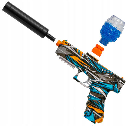 ELEKTRINIS AUTOMATINIS GELIO KULKŲ PISTOLETAS SU DĖŽUTE SAUGUS