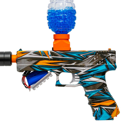 ELEKTRINIS AUTOMATINIS GELIO KULKŲ PISTOLETAS SU DĖŽUTE SAUGUS