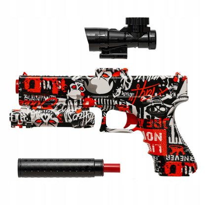 Automatinis pistoletas gelio rutuliukams su duslintuvu vandens rutuliukams