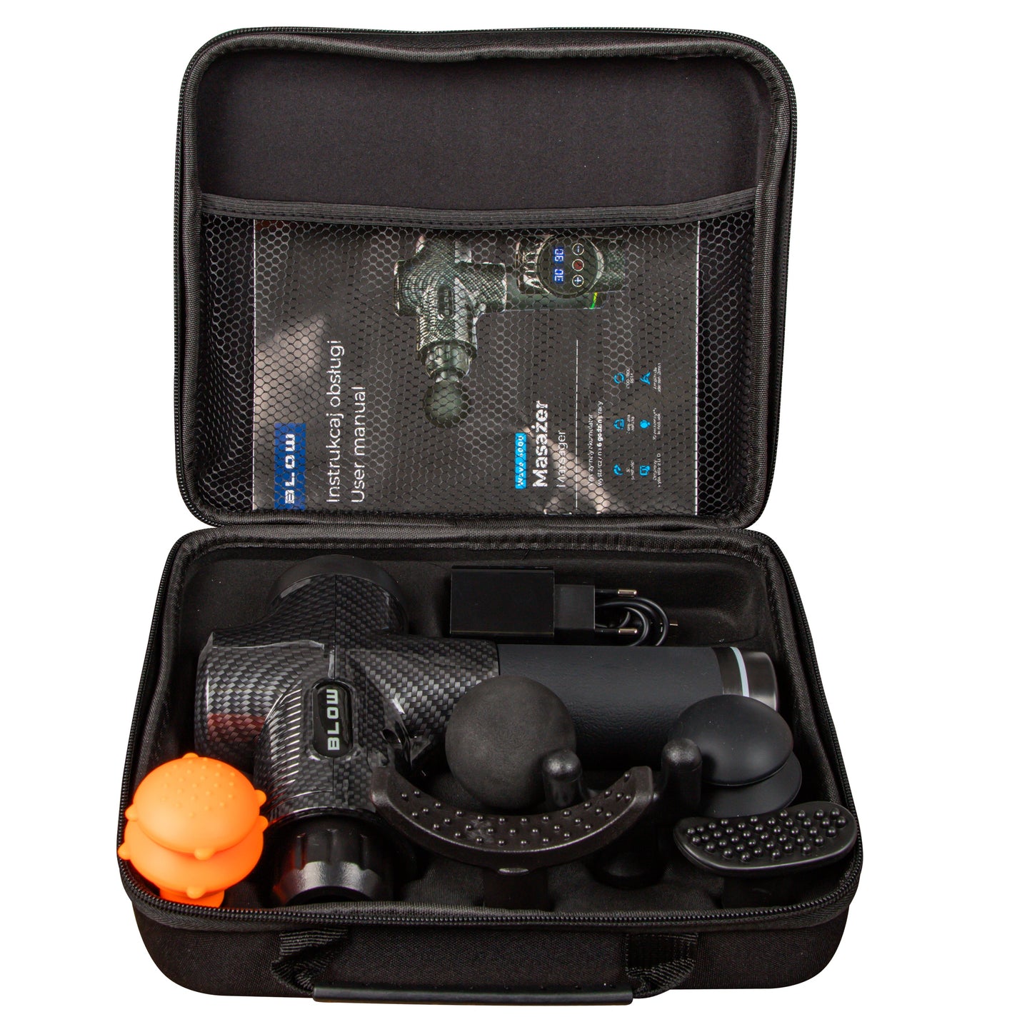 Masažinis pistoletas nugarai, kūnui, pėdoms. Masuoklis. MASSAGE GUN PRO su 10 antgalių