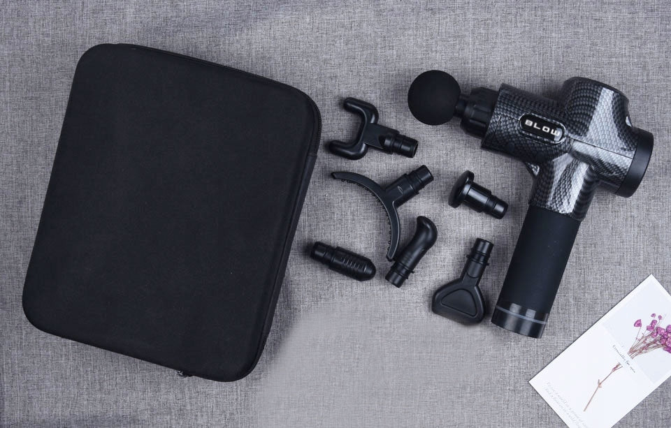 Masažinis pistoletas nugarai, kūnui, pėdoms. Masuoklis. MASSAGE GUN PRO su 10 antgalių