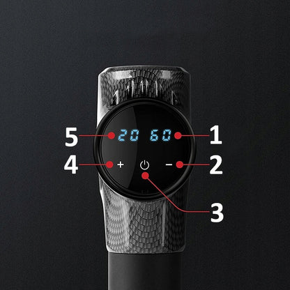 Masažinis pistoletas nugarai, kūnui, pėdoms. Masuoklis. MASSAGE GUN PRO su 10 antgalių