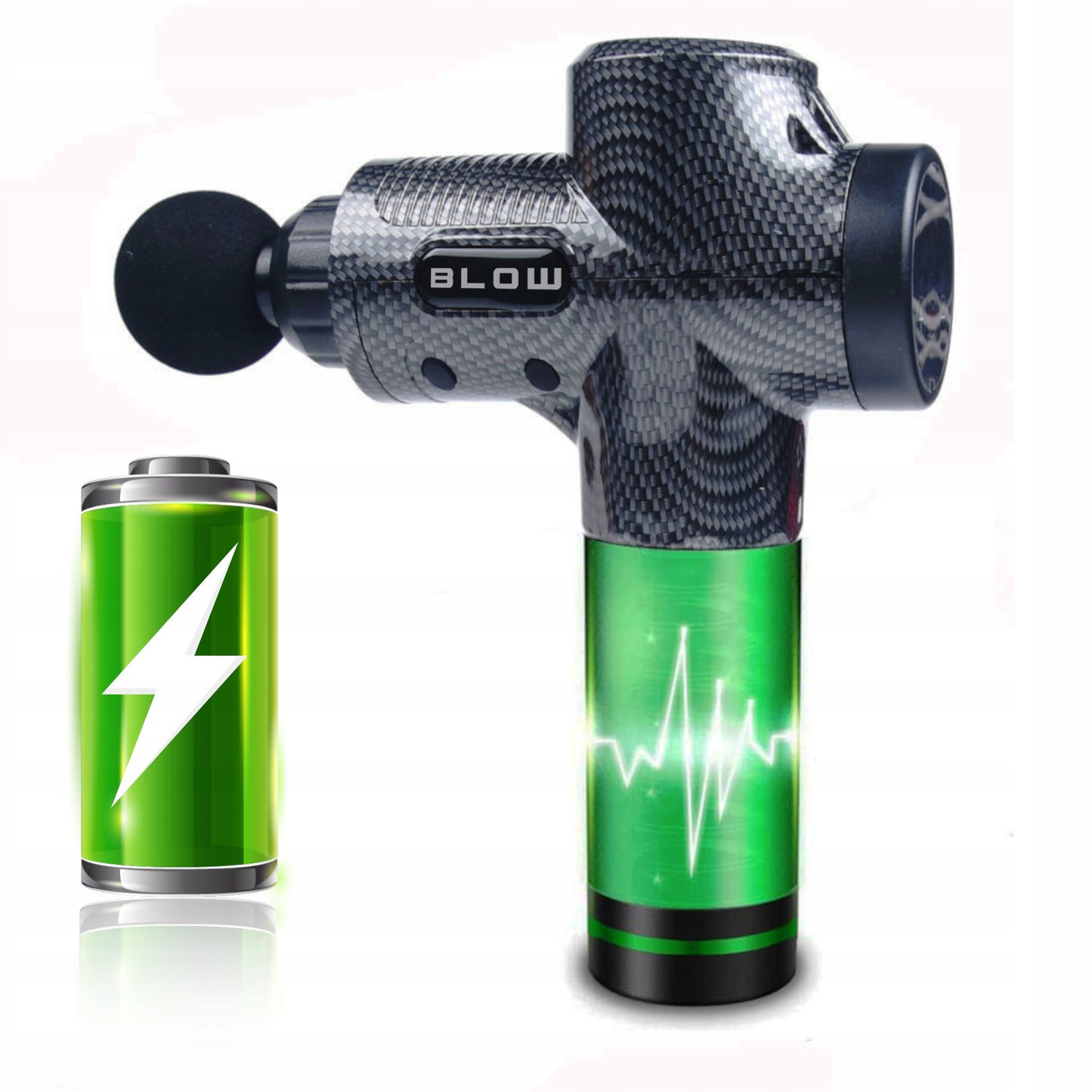 Masažinis pistoletas nugarai, kūnui, pėdoms. Masuoklis. MASSAGE GUN PRO su 10 antgalių