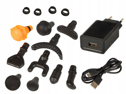 Masažinis pistoletas nugarai, kūnui, pėdoms. Masuoklis. MASSAGE GUN PRO su 10 antgalių