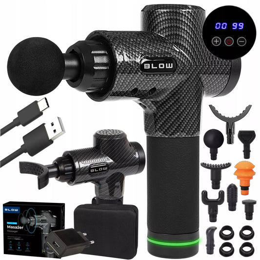 Massage Gun Pro – masažinis pistoletas kūnui, nugarai ir pėdoms, 10 antgalių