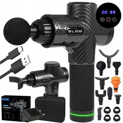 Masažinis pistoletas nugarai, kūnui, pėdoms. Masuoklis. MASSAGE GUN PRO su 10 antgalių