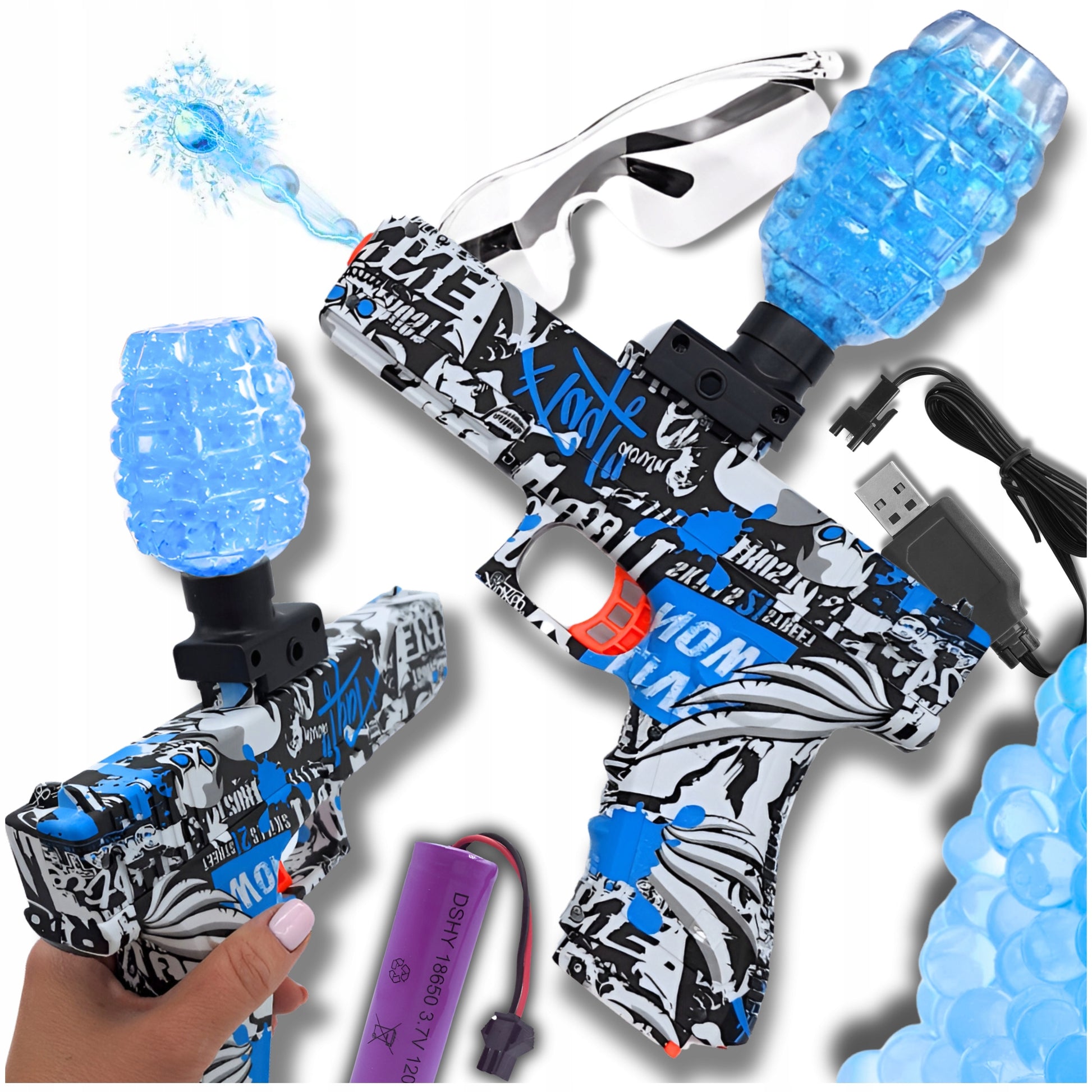 Automatinis pistoletas DEAGLE didelis rinkinys vandens želinių rutuliukų akiniai