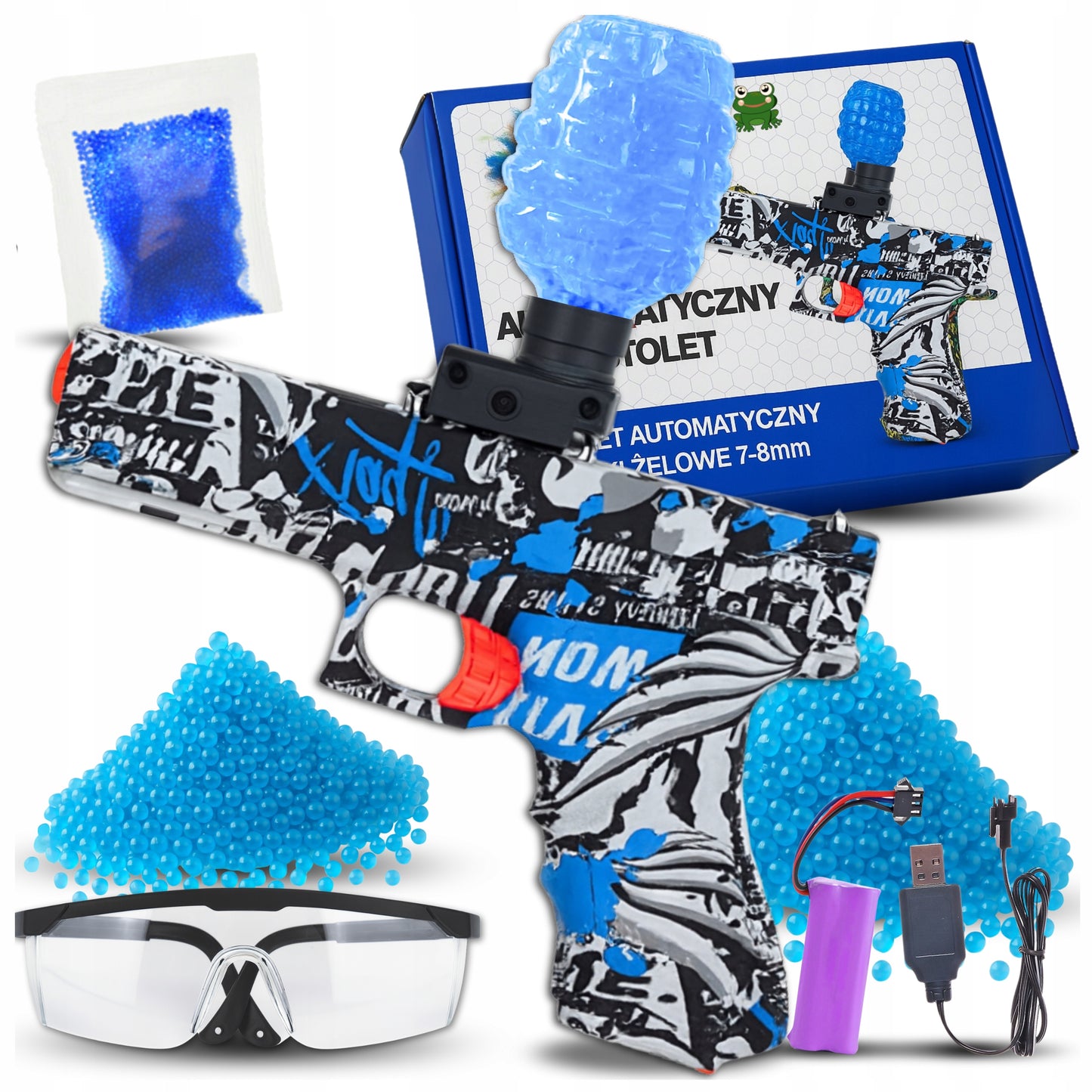 Automatinis pistoletas DEAGLE didelis rinkinys vandens želinių rutuliukų akiniai