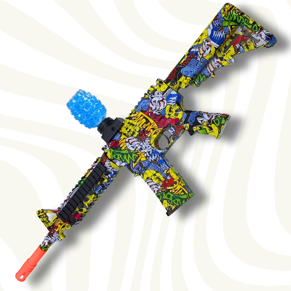 Didelis elektrinis automatinis M16 pistoletas-šautuvas su vandens želės rutuliukais (ORBEEZ) rinkinys