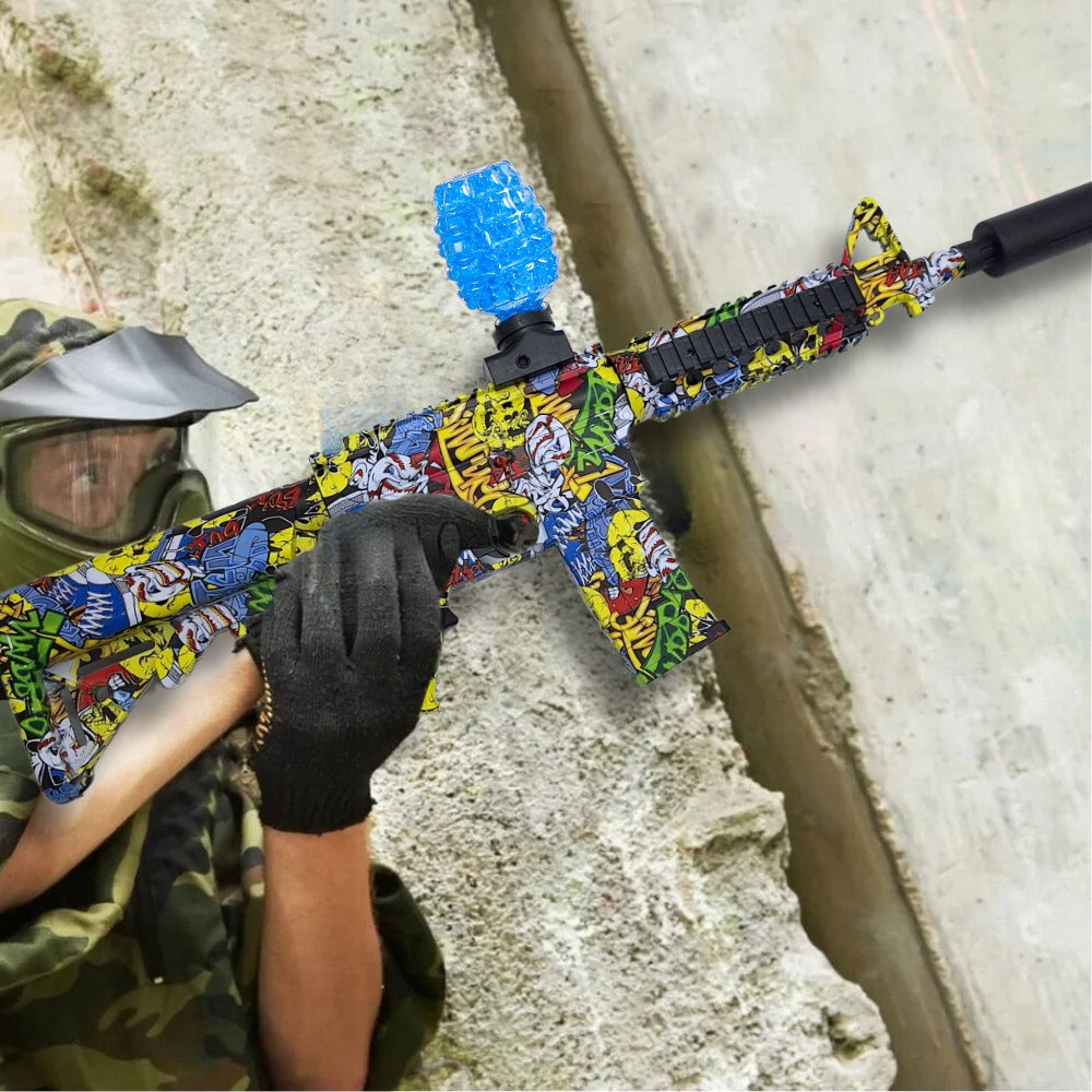 Didelis elektrinis automatinis M16 pistoletas-šautuvas su vandens želės rutuliukais (ORBEEZ) rinkinys